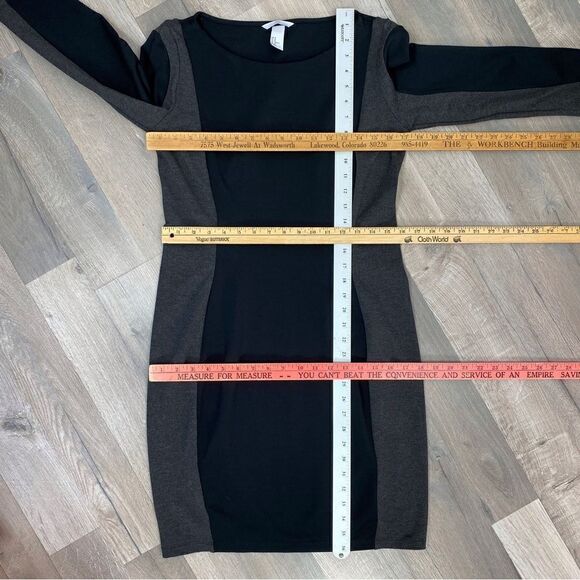 H&M Knit Colorblock Bodycon Sheath Dress Black Gray Medium - Picture 12 of 14